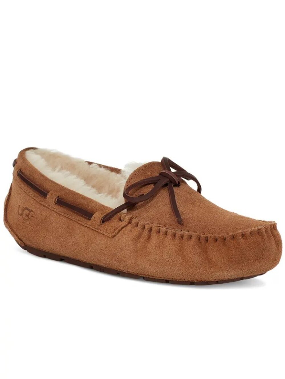 UGG 'Dakota' UGGpure-Lined Suede Moccasin Slippers, Chestnut